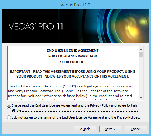 лицензионное соглашение Vegas Pro 11